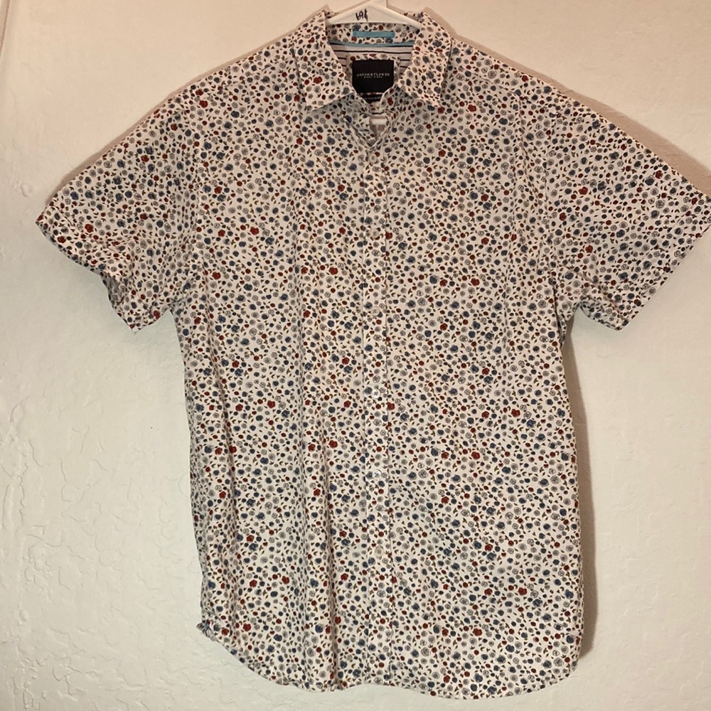 Denim and flower button up